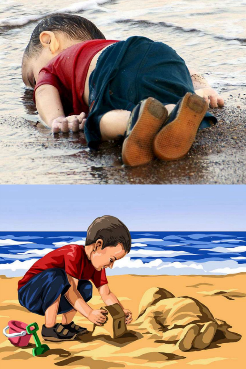 시리아 남자 아이 도망치다가 해변에서 사망
